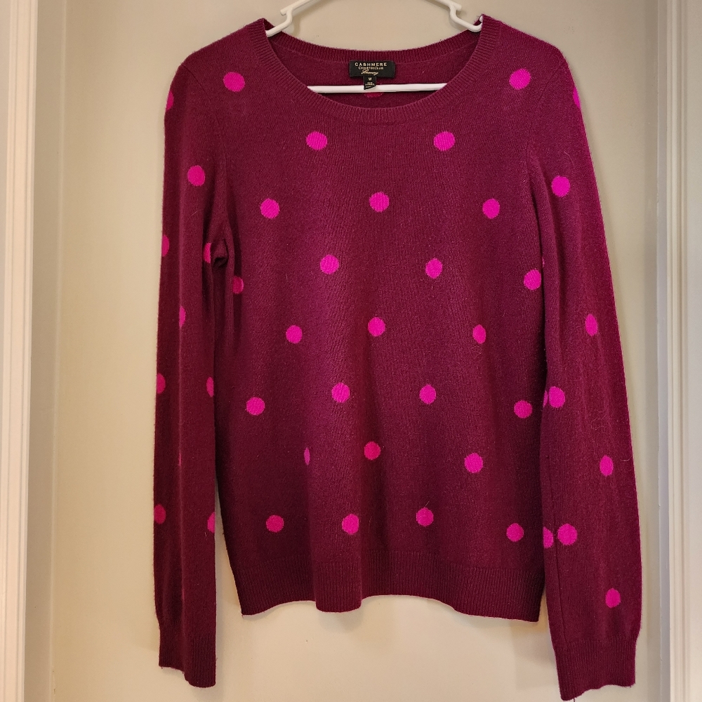 Charter Club polka dot cashmere sweater, purple, size medium
